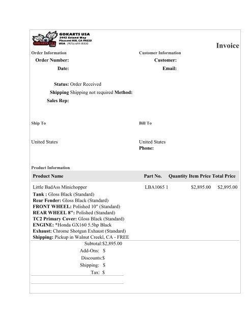 LBA Invoice