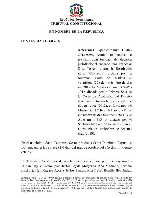 Sentencia TC-0367-15