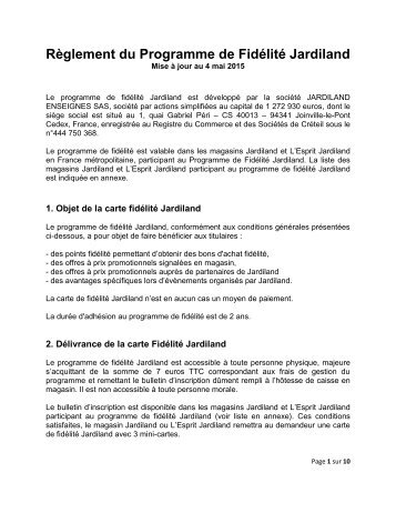 Règlement du Programme de Fidélité Jardiland