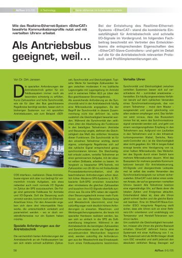 Als Antriebsbus geeignet, weil... - EtherCAT