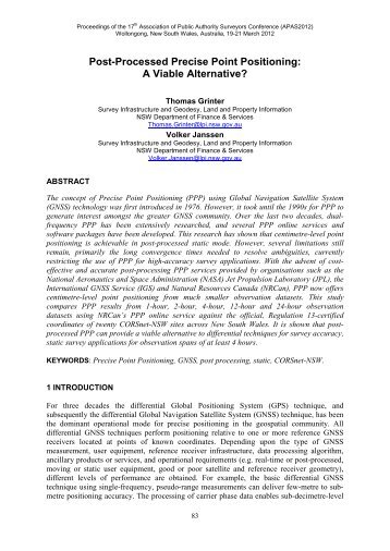 Post-Processed Precise Point Positioning - Land and Property ...