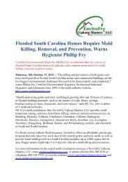 Flooded South Carolina Homes Require Mold Killing, Removal, and Prevention, Warns Hygienist Phillip Fry