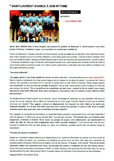 Revue de presse du VBSL - Mag Sport 06 2014-2015