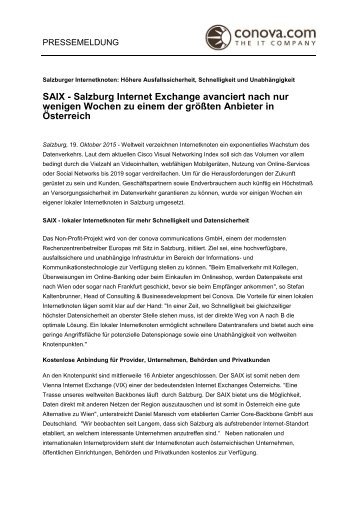 Pressemeldung_Salzburger Internetknoten einer der größten Anbieter Österreichs