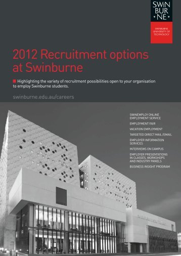 2012 recruitment options at Swinburne - Swinburne University of ...