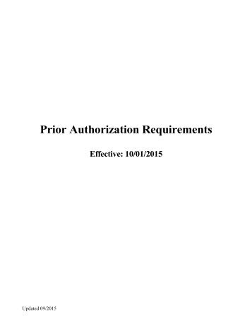 Prior Authorization Requirements