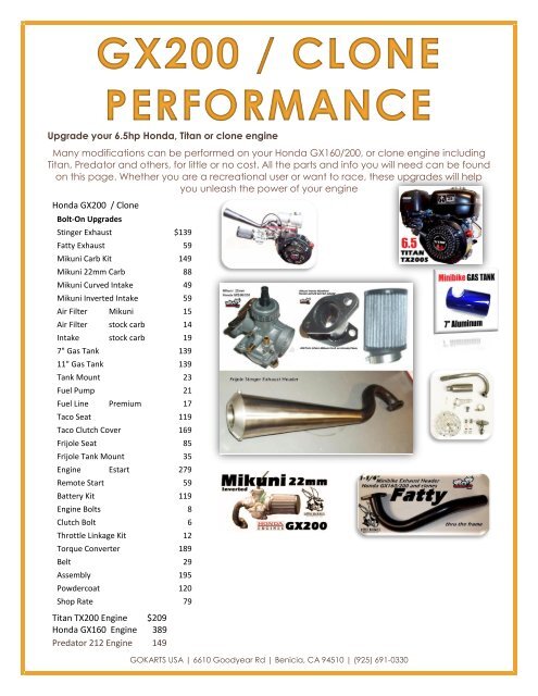 Honda GX160/200 Engine Performance