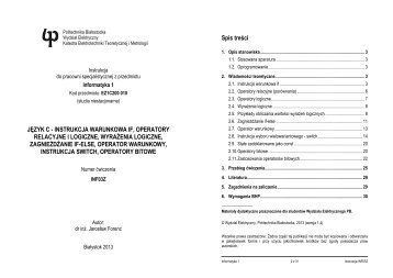 PDF, 219 kB - WydziaÅ Elektryczny - Politechnika BiaÅostocka