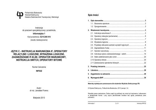 PDF, 219 kB - WydziaÅ Elektryczny - Politechnika BiaÅostocka