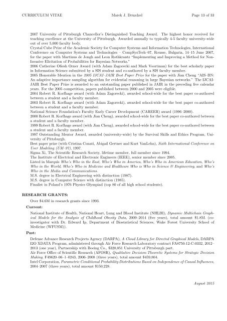 CURRICULUM VITAE Marek J. Druzdzel Page 1 of 31 ...