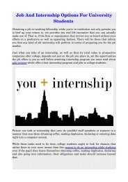 Job And Internship Options For University Students