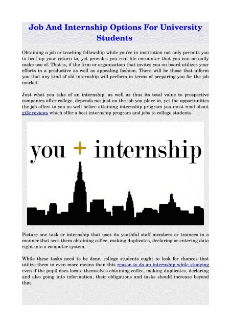 Job And Internship Options For University Students