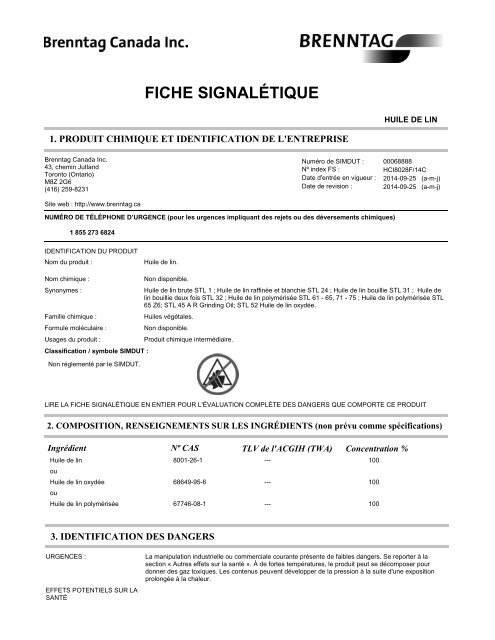 FICHE SIGNALÉTIQUE