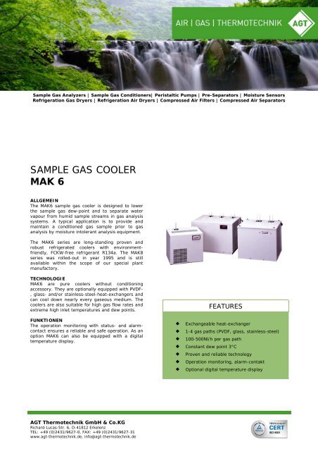 SAMPLE GAS COOLER MAK 6 environmentfriendly alarmcontact