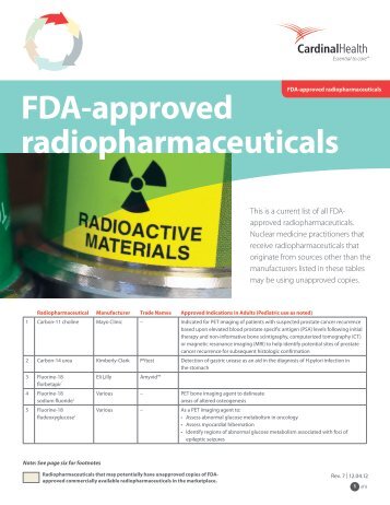 FDA-approved radiopharmaceuticals - Cardinal Health