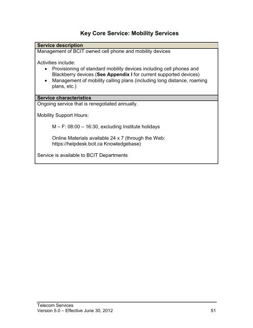Core Services Catalogue - BCIT