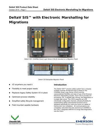 DeltaV SIS with Electronic Marshalling for Migrations
