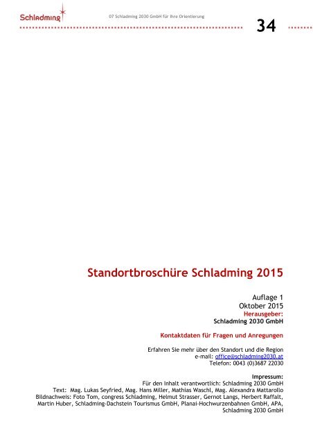 Standortbroschüre Schladming 2015 