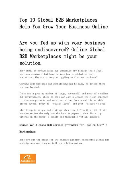Top 10 Global B2b Marketplaces Help You Grow Your Business Online