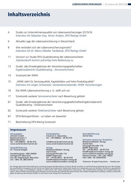 DFSI-STUDIE 2015/16: Qualitätsrating der Lebensversicherer