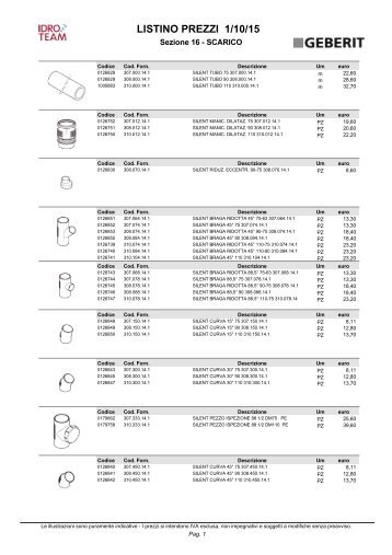 LISTINO PREZZI 1/10/15