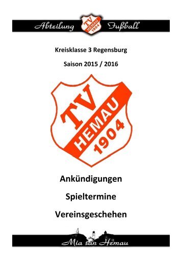 Stadionzeitschrift Hemau vs Hohenschambach