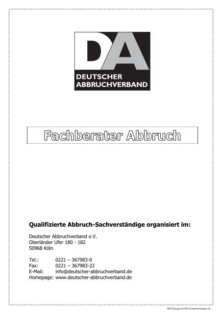 Qualifizierte Abbruch Sachverstandige Organisiert Im