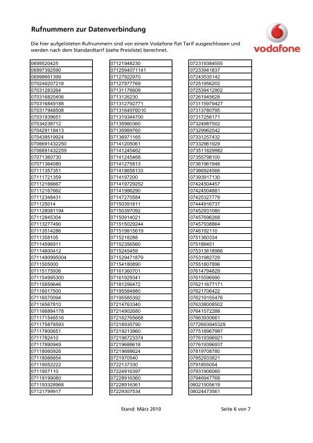 Rufnummern zur Datenverbindung_2010_03