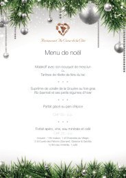 Menu de noël - Restaurant au Cœur de la Côte - Vinzel