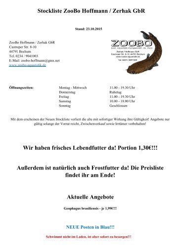 Stockliste ZooBo 23.10.2015