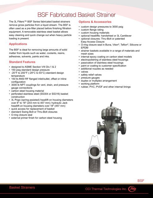 BSF Fabricated Basket Strainer