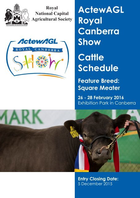 ActewAGL Royal Canberra Show Cattle Schedule