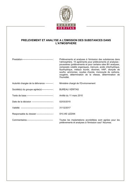 Prelevement Et Analyse A L Emission Des Substances Dans L Atmosphere