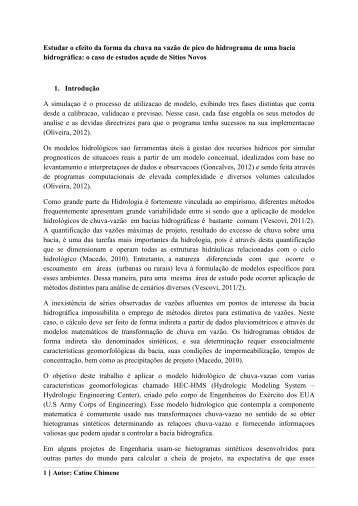 Artigo cientifico de simulacao hidrologica