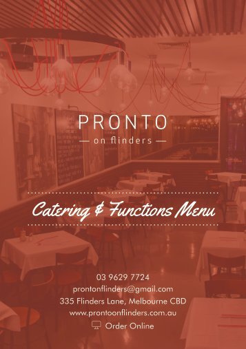 PRONTO Catering & Functions Menu