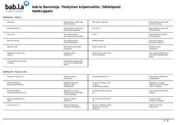 bab.la Sanontoja Yksityinen kirjeenvaihto | Sähköposti tsekki-japani