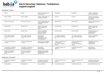 bab.la Sanontoja Hakemus | Työhakemus englanti-englanti