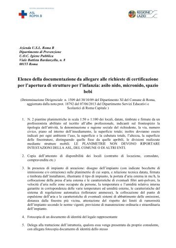 01. Documentazione per asili nido, micronidi etc.