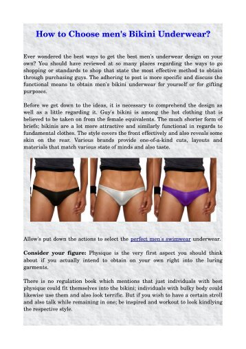 How to Choose men's Bikini Underwear?
