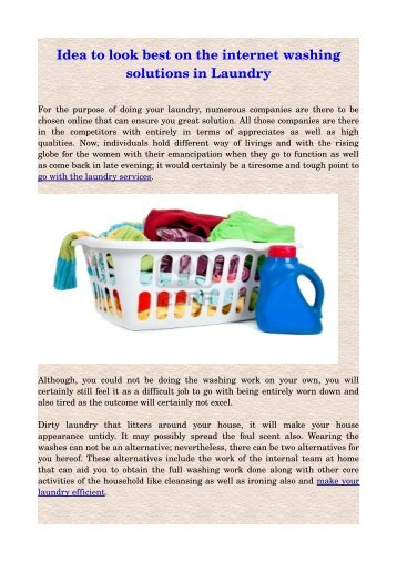 Idea to look best on the internet washing solutions in Laundry