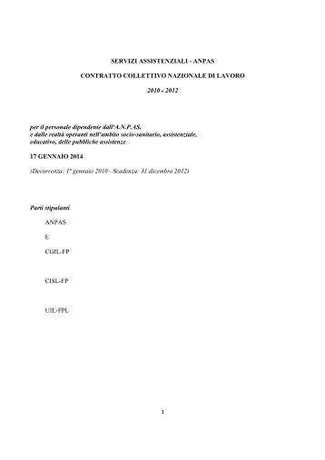 Il Contratto Collettivo Nazionale di Lavoro ANPAS - TESTO ...