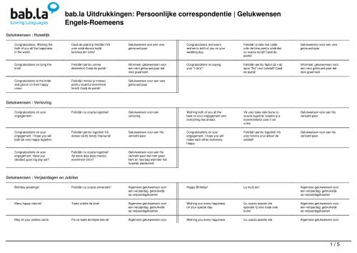 bab.la Uitdrukkingen Persoonlijke correspondentie | Gelukwensen Engels-Roemeens