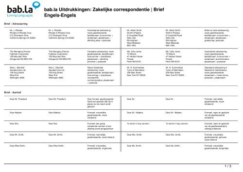 bab.la Uitdrukkingen Zakelijke correspondentie | Brief Engels-Engels