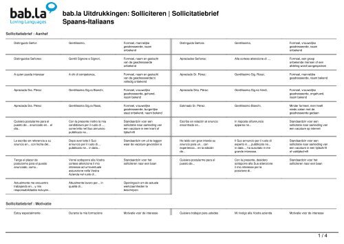 bab.la Uitdrukkingen Solliciteren | Sollicitatiebrief Spaans-Italiaans