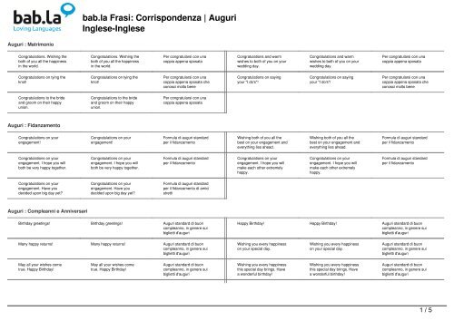 Bab La Frasi Corrispondenza Auguri Inglese Inglese