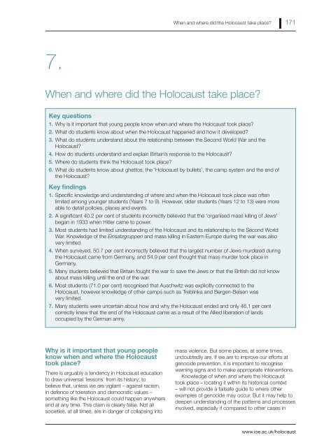 What do students know and understand about the Holocaust?