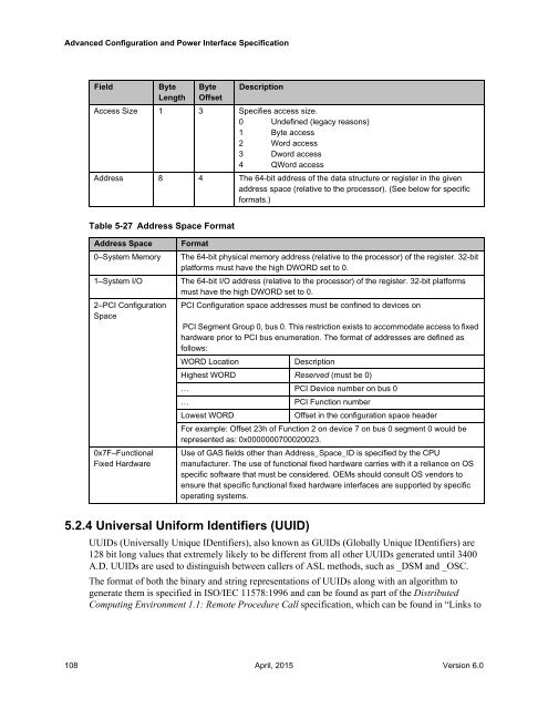 Advanced Configuration and Power Interface Specification