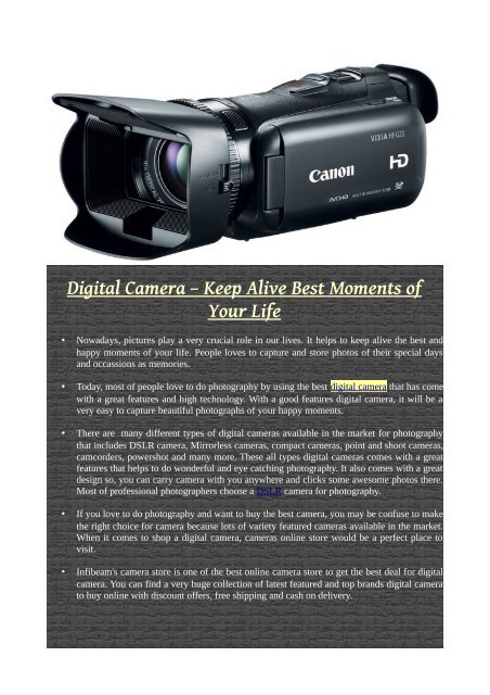 Digital Camera – Keep Alive Best Moments of Your Life