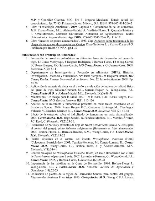 Lista completa de Publicaciones - Universidad de Sonora