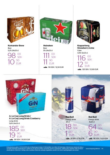 Stockholm - Riga, Nov - Dec 2015| Tallink Silja Shopping catalogue | Onboard and Club One offers, light